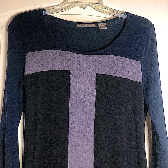 🍃Pick 3/$21- Unique Color Blocked Long Sleeve Sweater Dress-Size L - Picture 2 of 4